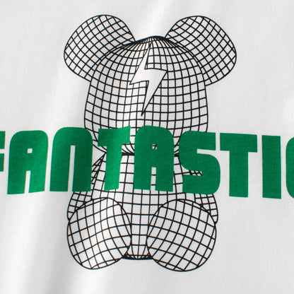 Solid color bear letter print round neck short sleeve T-shirt