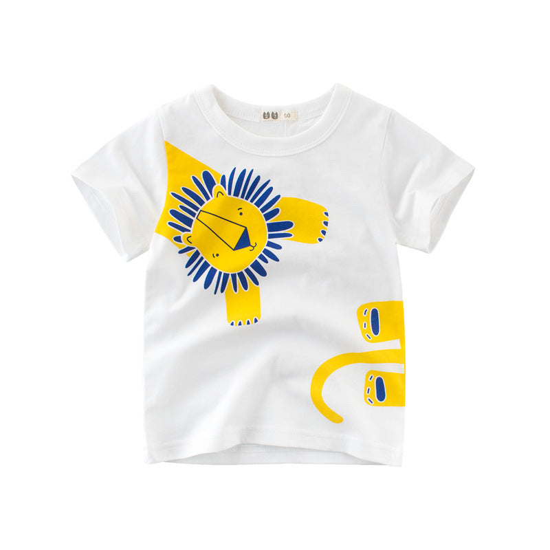 Cartoon Animal Round Neck Short Sleeve T-Shirt