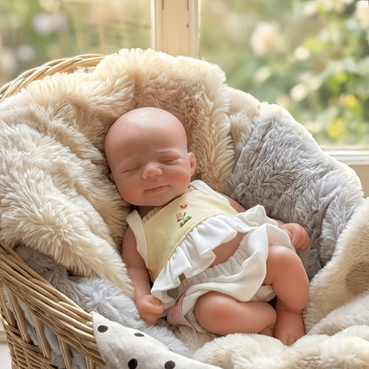 20cm Closed Eyes Silicone Mini Reborn Baby Girl Pascale In Yellow Outfits