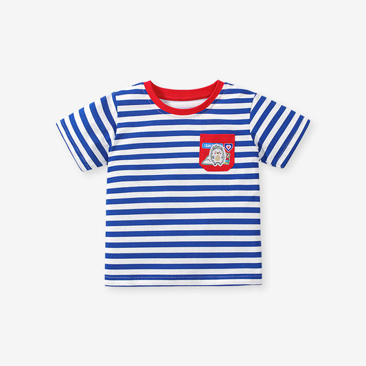 Fashion Striped Round Neck Short Sleeve T-Shirt
