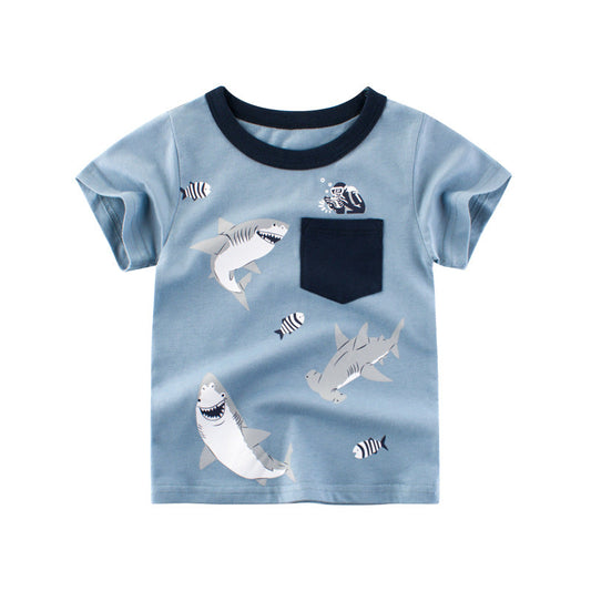 Blue Ocean Shark Kids Short Sleeve T-Shirt