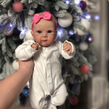 48cm Lifelike Open Eyes Bettie Reborn Baby Girl In White bodysuit