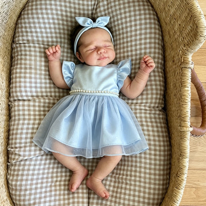 48cm Cute Asleep Pascale Reborn Baby Girl In Blue Dress