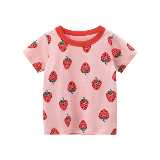 Strawberry Pink Crew Neck Short Sleeve T-Shirt