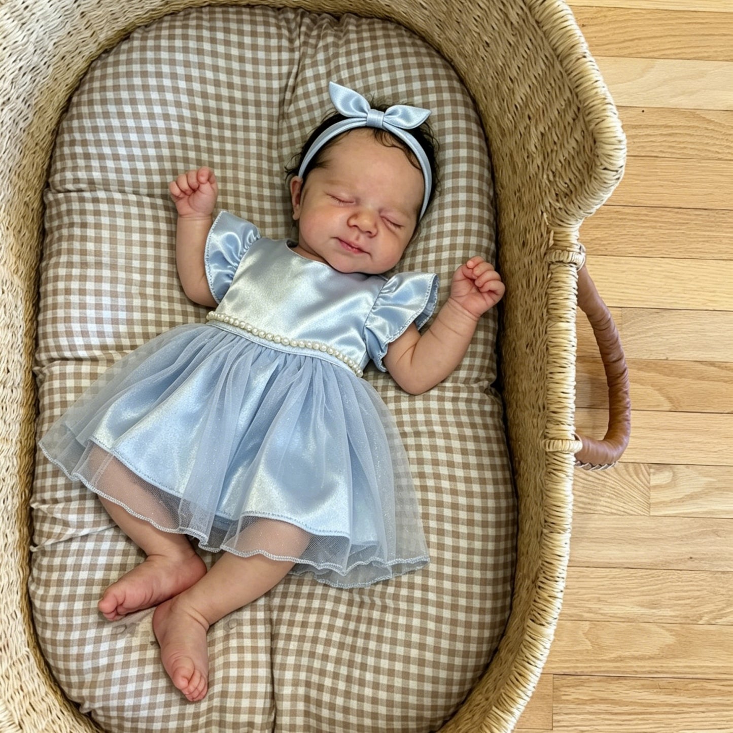48cm Cute Asleep Pascale Reborn Baby Girl In Blue Dress