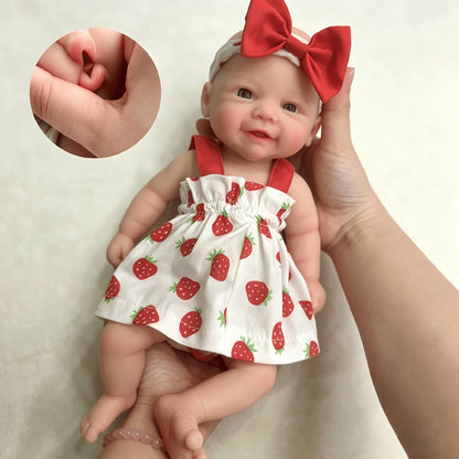 30cm Full Silicone Vivienne Reborn Doll Girl in Strawberry Dress