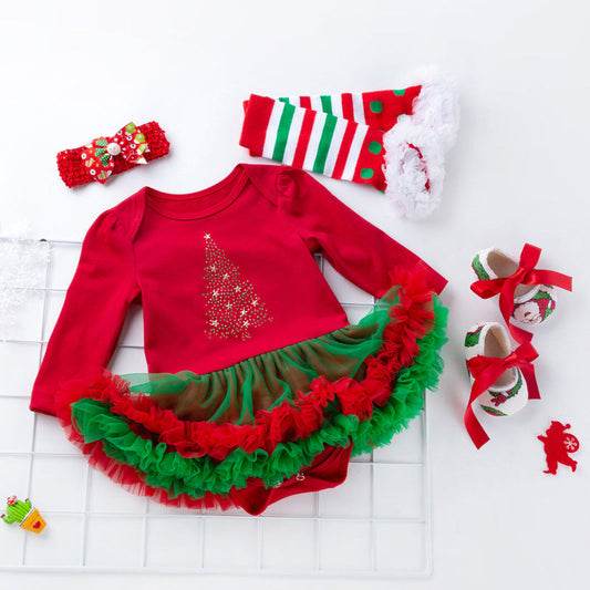 4-Piece Long Sleeves Christmas Dress for 21/22/23 Inches Reborn Dolls