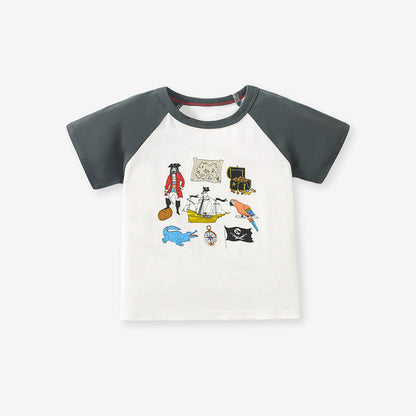 Kids Color Block Printed Short Sleeve T-Shirt