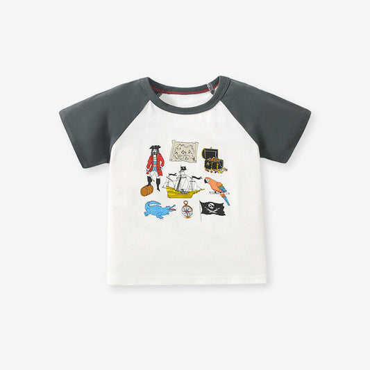Kids Color Block Printed Short Sleeve T-Shirt