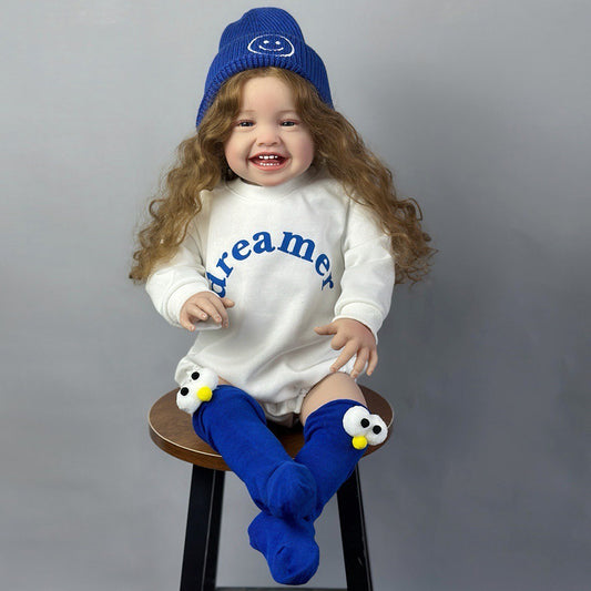 60cm Open Eyes Long Curly Hair Smile Reborn Doll Girl-Mila