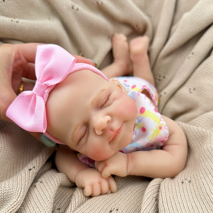 30cm Full Silicone Asleep Pascale Reborn Doll Girl In Pink Flower Outfits