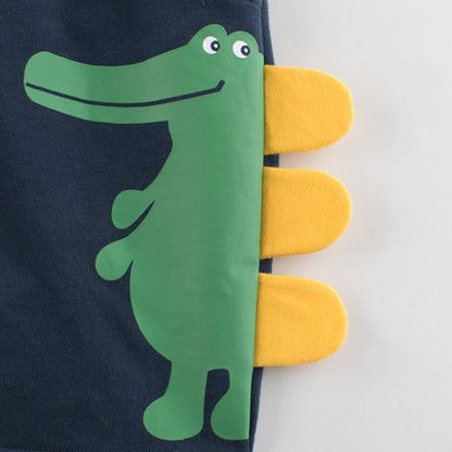 Cartoon Dinosaur Mid Length Shorts for Boys