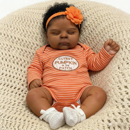 19 Inches Lifelike Closed Eyes Dark Skin Reborn Baby Girl-Peaches