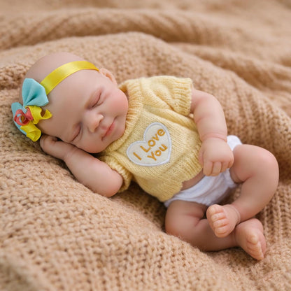 30cm Full Silicone Openable Mouth Pascale Reborn Doll Girl In Yellow Sweater