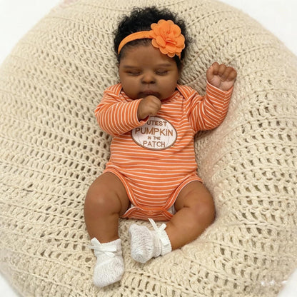 19 Inches Lifelike Closed Eyes Dark Skin Reborn Baby Girl-Peaches