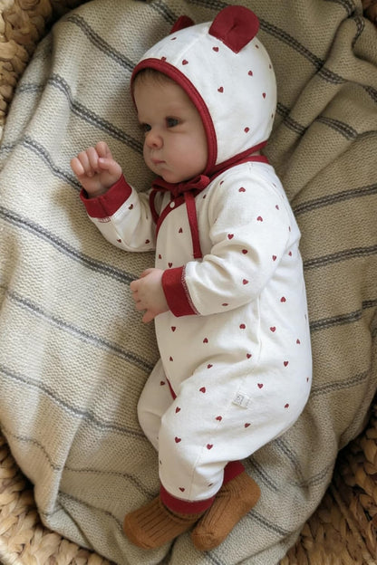 45cm Lifelike Short Hair Bettie Reborn Baby Girl in Red Heart Clothes