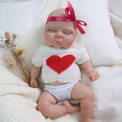30cm Soft Full Silicone Close Eyes Peaches Reborn Baby Girl In White Clothes