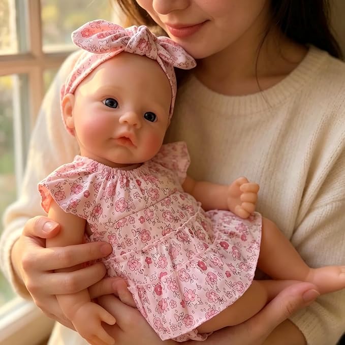 18 Inches Realistic Full Silicone Meadow Reborn Doll Girl in Floral Dress