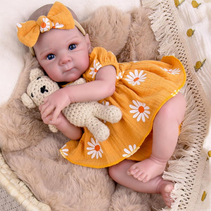 48cm Open Eyes Soft Body Reborn Doll Twins In Daisy Bodysuit-Bettie