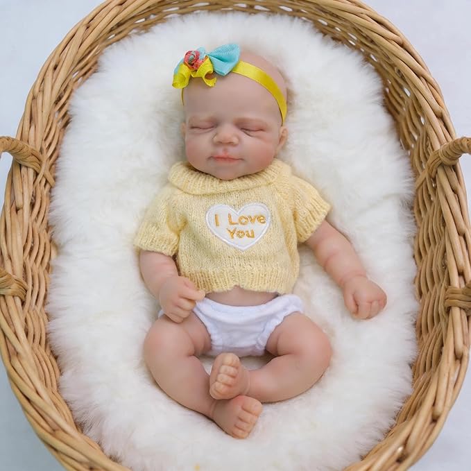 30cm Full Silicone Openable Mouth Pascale Reborn Doll Girl In Yellow Sweater