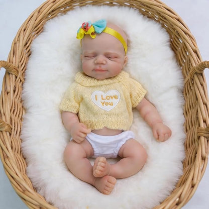 30cm Full Silicone Openable Mouth Pascale Reborn Doll Girl In Yellow Sweater
