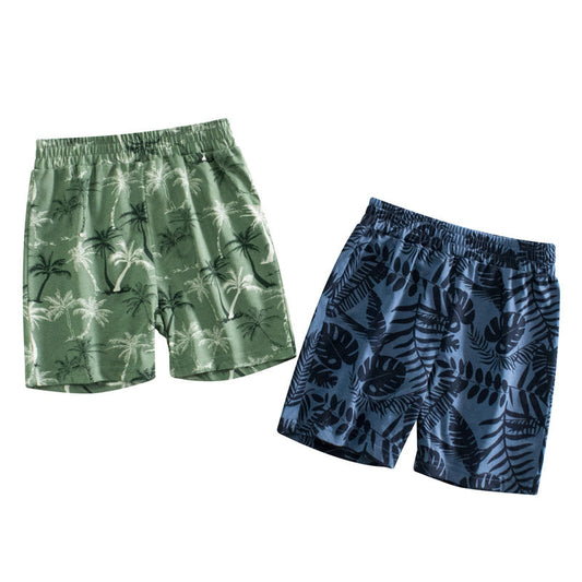 Cotton Leaf Print Shorts for Boys