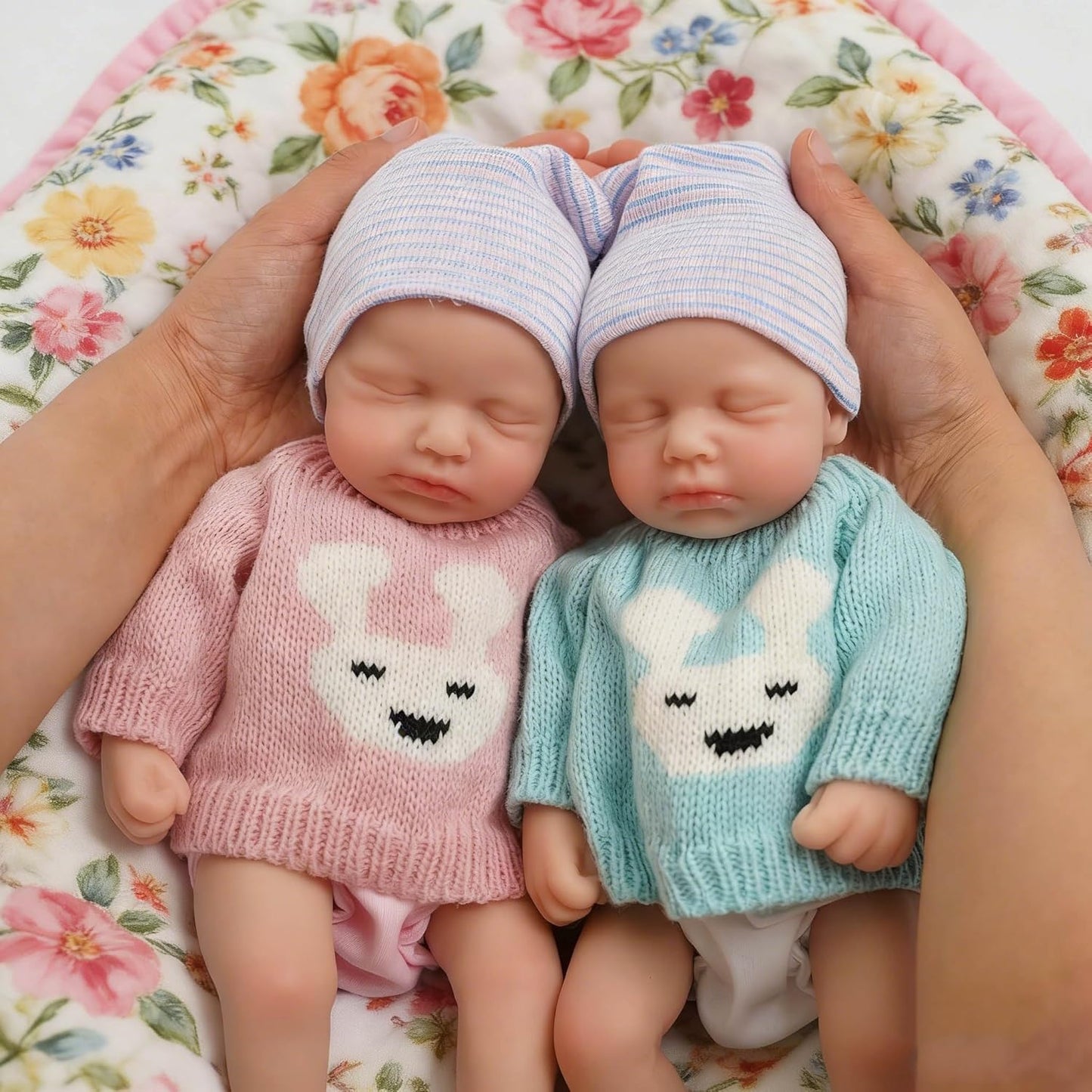 30cm Lifelike Closed Eyes Silicone Reborn Baby Doll Twin Sisters-Loulou