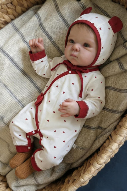 45cm Lifelike Short Hair Bettie Reborn Baby Girl in Red Heart Clothes