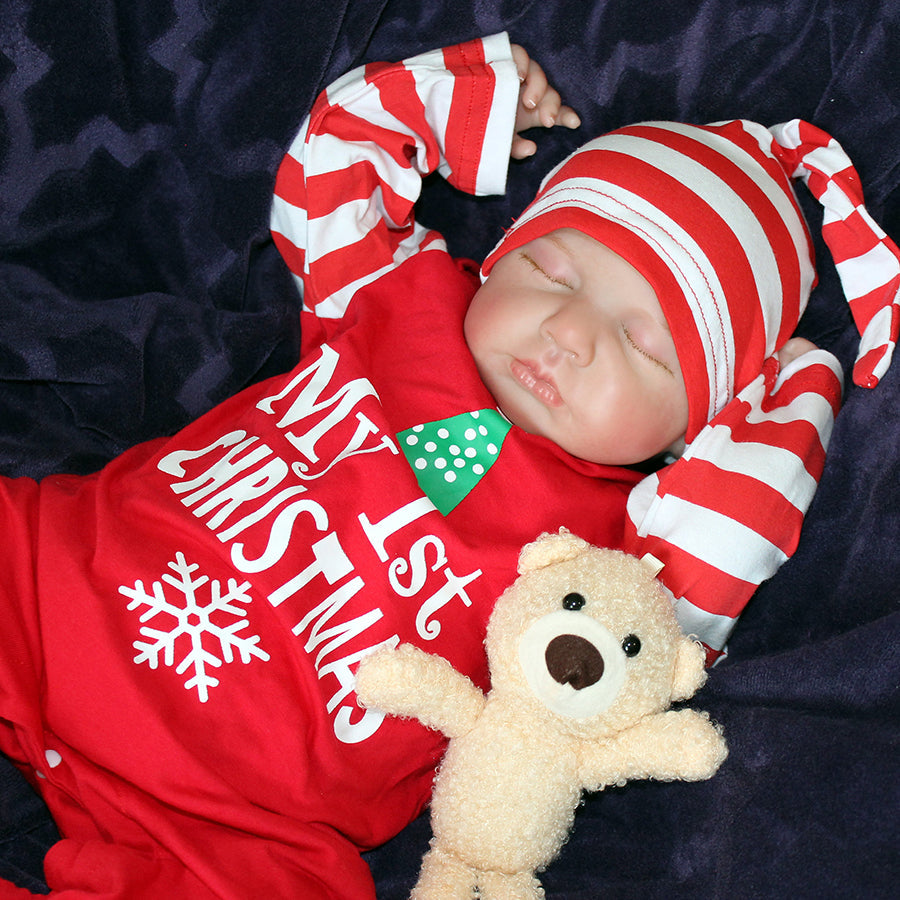 20 inches Closed Eyes Lolou Reborn Baby Girl/Boy in Christmas Clothes