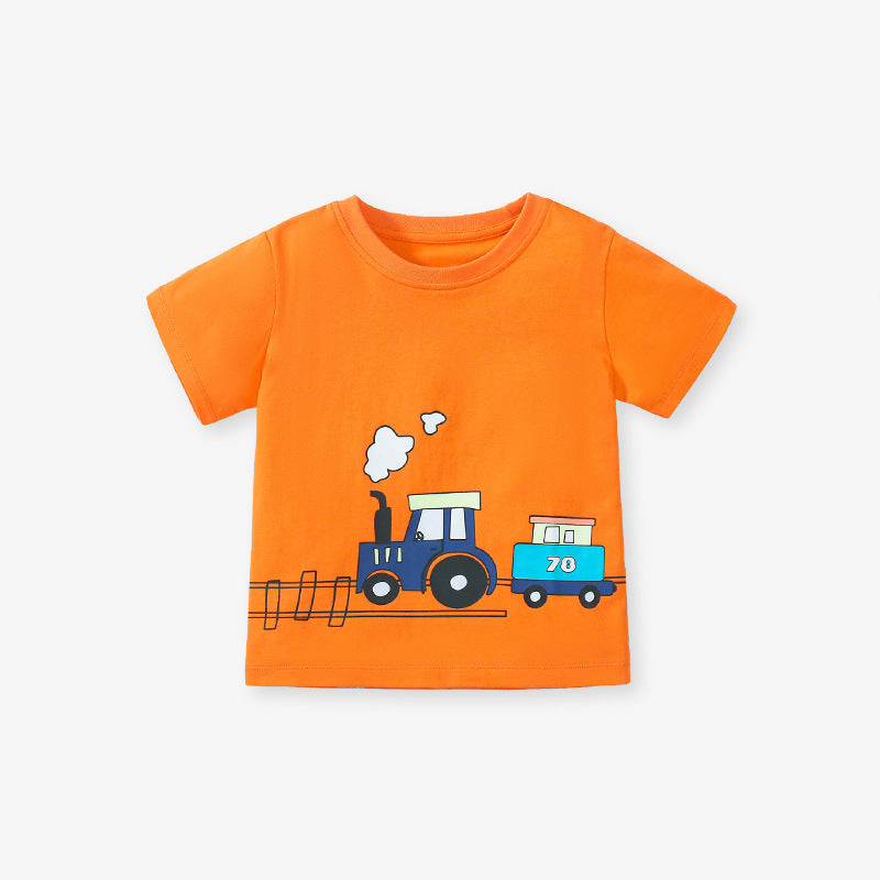 Cartoon train Children's cotton T-shirt