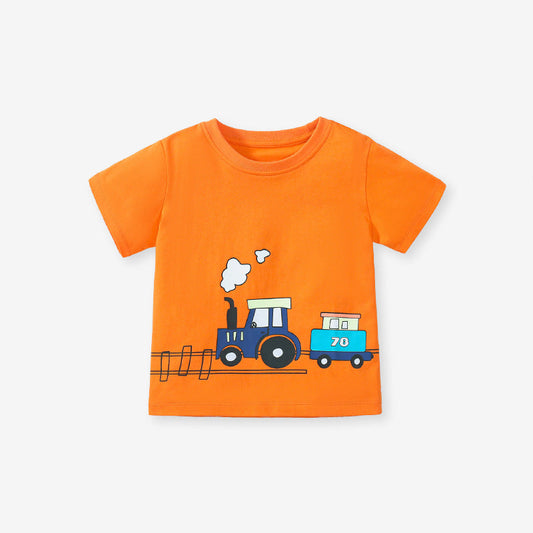 Cartoon train Children's cotton T-shirt