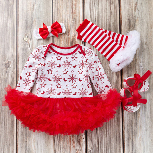 4-Piece Cute Christmas Snowflake Dress for 21/22/23 Inches Reborn Dolls