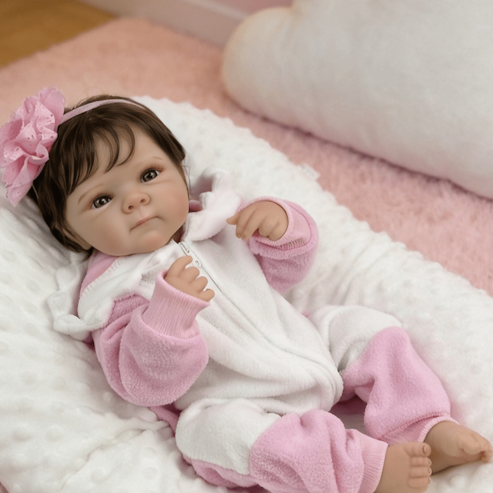45cm Lifelike Short Hair Bettie Reborn Baby Girl in Pink Romper suit