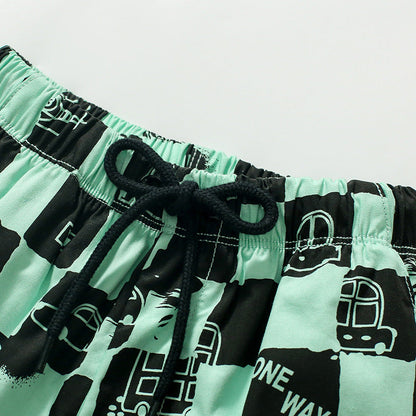 summer fashion trendy cotton plaid children's pants