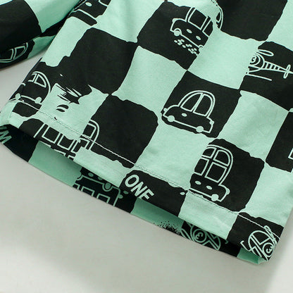summer fashion trendy cotton plaid children's pants