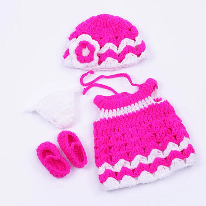 Knitted Bodysuits, Hat and Socks 3-Piece Set for 30cm Dolls