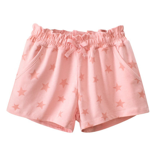 Pink Star Cotton high waist Shorts for Girls