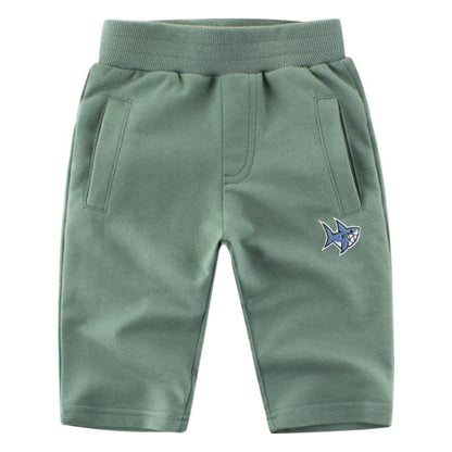 Solid Color Mid-Length Cotton Shorts for Boys