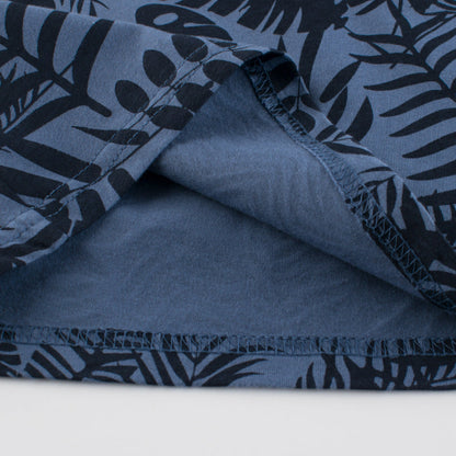 Short-sleeved crew neck T-shirt with leaf and letter print