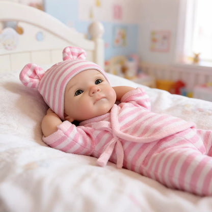 30cm Full Silicone Bettie Reborn Baby Girl in Pink Stripe Outfits