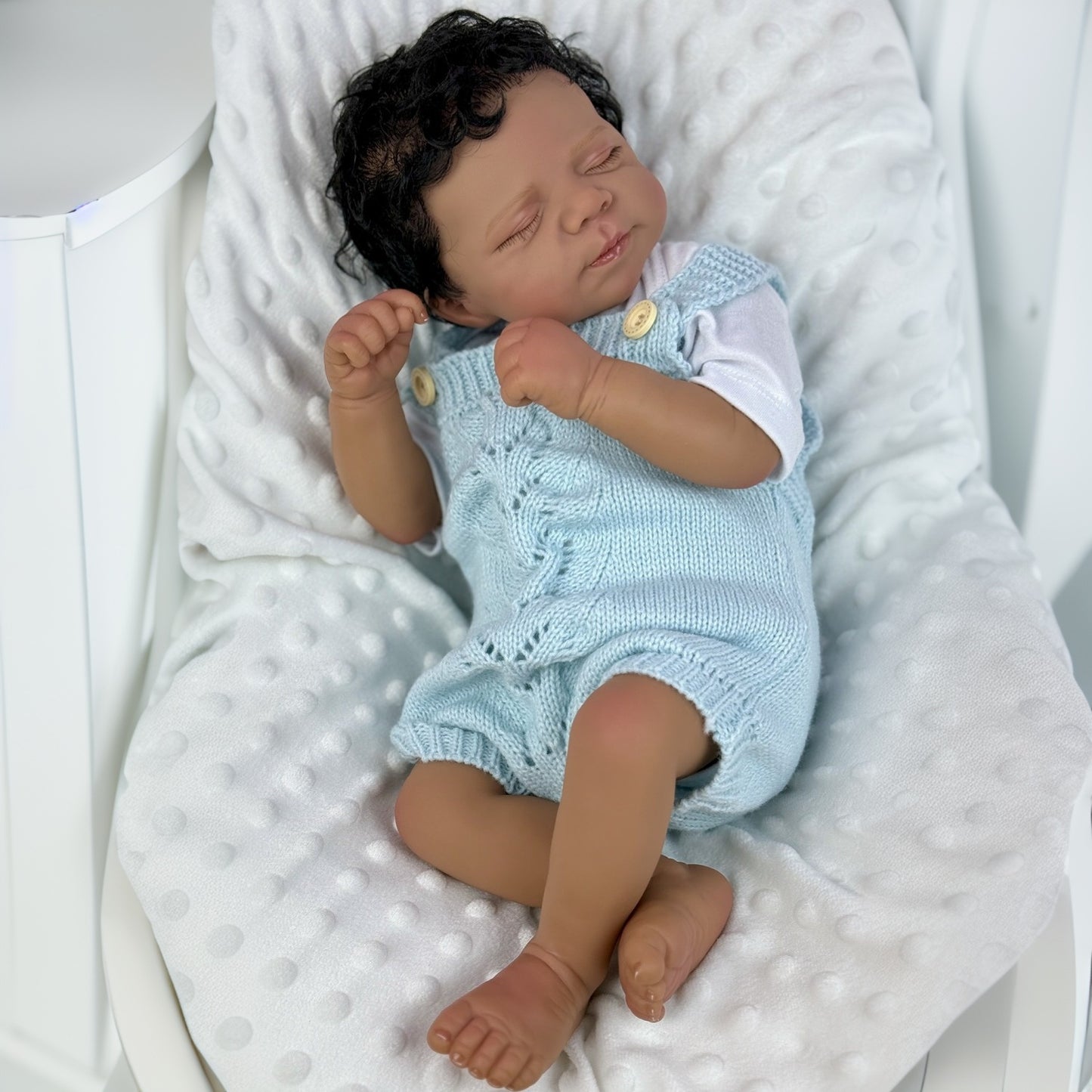 48cm Lifelike Soft Body Dark Skin Closed Eyes Reborn Doll Pascale