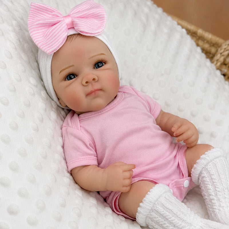 18 Inches Lifelike Blue Eyes Bettie Reborn Dolls Girl In Pink Bodysuits