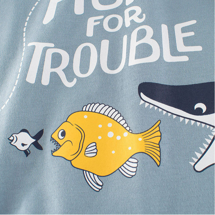 Ocean Fish Letters Kids Short Sleeve T-Shirt