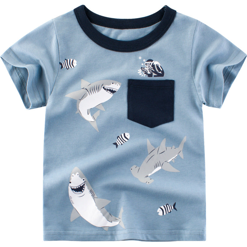 Blue Ocean Shark Kids Short Sleeve T-Shirt