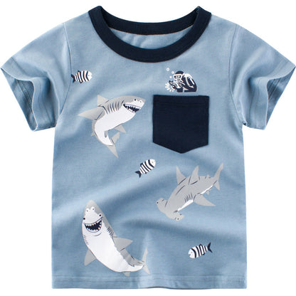 Blue Ocean Shark Kids Short Sleeve T-Shirt