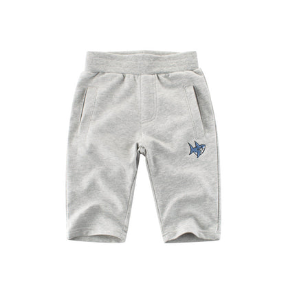 Solid Color Mid-Length Cotton Shorts for Boys