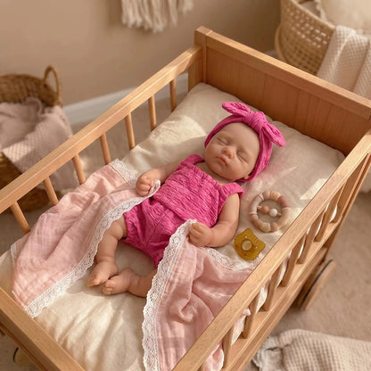 30cm Realistic Full Silicone Closed Eyes Irys Reborn Doll Girl in Rose Outfits