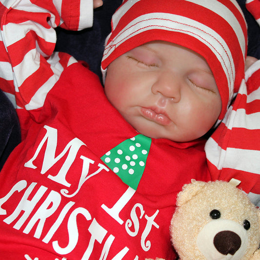 20 inches Closed Eyes Lolou Reborn Baby Girl/Boy in Christmas Clothes
