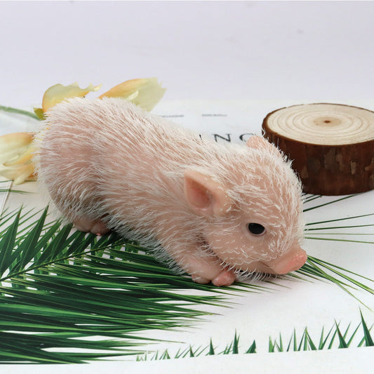 12cm realistic silicone mini reborn pig with open eyes