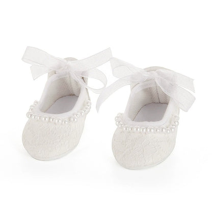 White Pearl Lace-up Shoes for 17-18 Inches Reborn Dolls